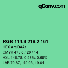 カラーコード: RGB 114.9 218.2 161 | qconv.com