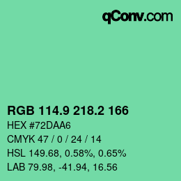 カラーコード: RGB 114.9 218.2 166 | qconv.com