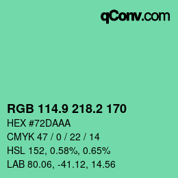 カラーコード: RGB 114.9 218.2 170 | qconv.com