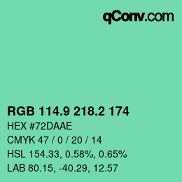 カラーコード: RGB 114.9 218.2 174 | qconv.com