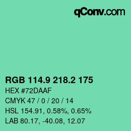 カラーコード: RGB 114.9 218.2 175 | qconv.com