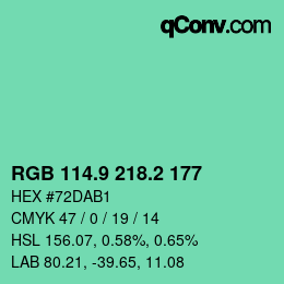 カラーコード: RGB 114.9 218.2 177 | qconv.com