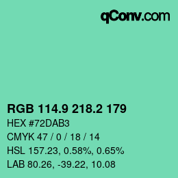 カラーコード: RGB 114.9 218.2 179 | qconv.com