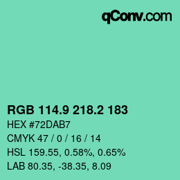カラーコード: RGB 114.9 218.2 183 | qconv.com