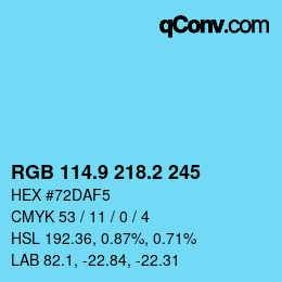 Color code: RGB 114.9 218.2 245 | qconv.com
