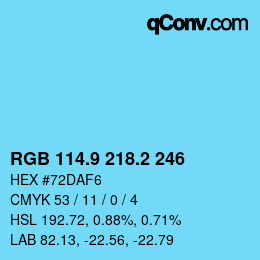Color code: RGB 114.9 218.2 246 | qconv.com