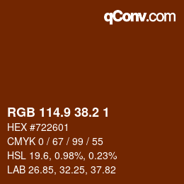 Color code: RGB 114.9 38.2 1 | qconv.com