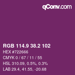 カラーコード: RGB 114.9 38.2 102 | qconv.com