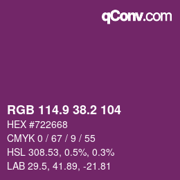 カラーコード: RGB 114.9 38.2 104 | qconv.com