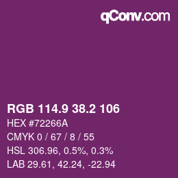 カラーコード: RGB 114.9 38.2 106 | qconv.com