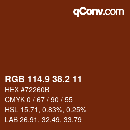 Color code: RGB 114.9 38.2 11 | qconv.com
