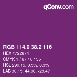 カラーコード: RGB 114.9 38.2 116 | qconv.com