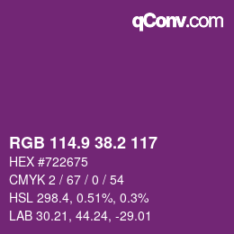 カラーコード: RGB 114.9 38.2 117 | qconv.com