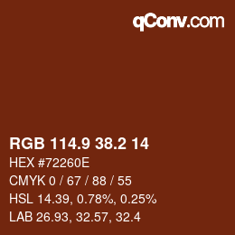Color code: RGB 114.9 38.2 14 | qconv.com