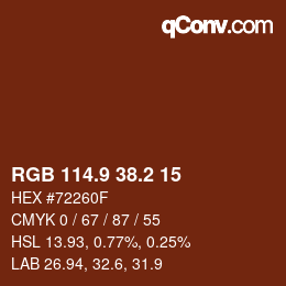 Color code: RGB 114.9 38.2 15 | qconv.com
