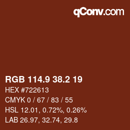 カラーコード: RGB 114.9 38.2 19 | qconv.com