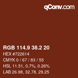 Color code: RGB 114.9 38.2 20 | qconv.com