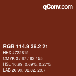 Color code: RGB 114.9 38.2 21 | qconv.com