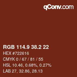 カラーコード: RGB 114.9 38.2 22 | qconv.com