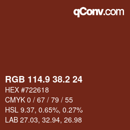 Color code: RGB 114.9 38.2 24 | qconv.com