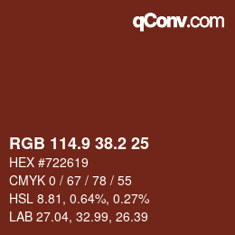 Color code: RGB 114.9 38.2 25 | qconv.com