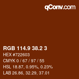Color code: RGB 114.9 38.2 3 | qconv.com