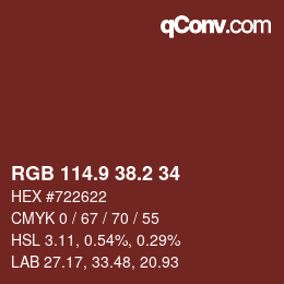 カラーコード: RGB 114.9 38.2 34 | qconv.com