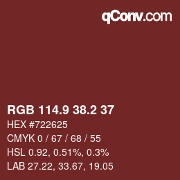 カラーコード: RGB 114.9 38.2 37 | qconv.com