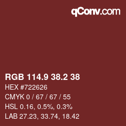 Color code: RGB 114.9 38.2 38 | qconv.com
