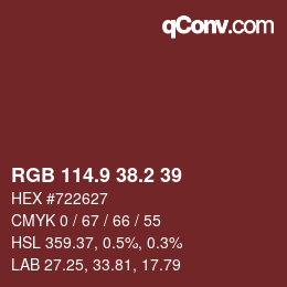 Color code: RGB 114.9 38.2 39 | qconv.com