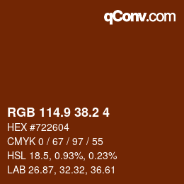 Color code: RGB 114.9 38.2 4 | qconv.com