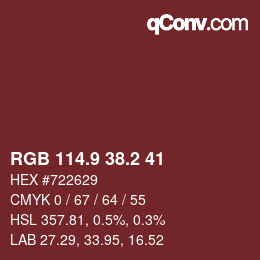 カラーコード: RGB 114.9 38.2 41 | qconv.com