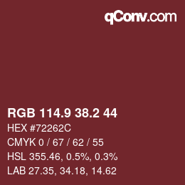 Color code: RGB 114.9 38.2 44 | qconv.com