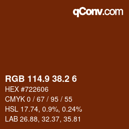Farbcode: RGB 114.9 38.2 6 | qconv.com