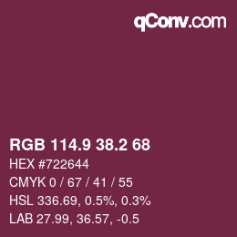 Color code: RGB 114.9 38.2 68 | qconv.com