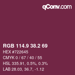 カラーコード: RGB 114.9 38.2 69 | qconv.com