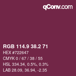 カラーコード: RGB 114.9 38.2 71 | qconv.com