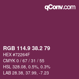 カラーコード: RGB 114.9 38.2 79 | qconv.com