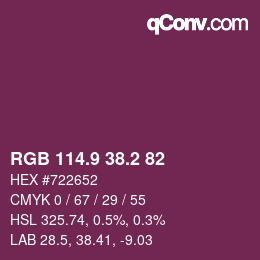 カラーコード: RGB 114.9 38.2 82 | qconv.com