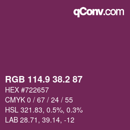 カラーコード: RGB 114.9 38.2 87 | qconv.com