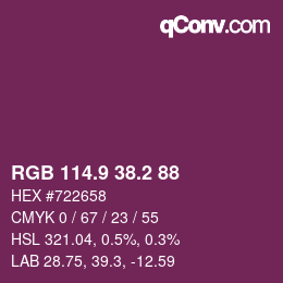 カラーコード: RGB 114.9 38.2 88 | qconv.com