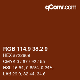 Color code: RGB 114.9 38.2 9 | qconv.com