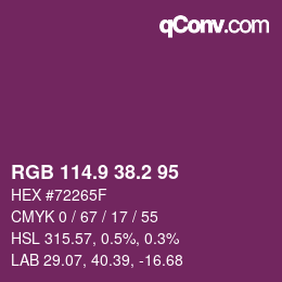 カラーコード: RGB 114.9 38.2 95 | qconv.com