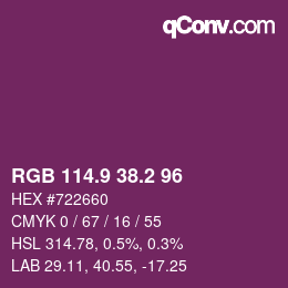 カラーコード: RGB 114.9 38.2 96 | qconv.com