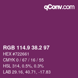 カラーコード: RGB 114.9 38.2 97 | qconv.com