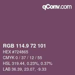 Color code: RGB 114.9 72 101 | qconv.com