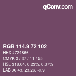 カラーコード: RGB 114.9 72 102 | qconv.com