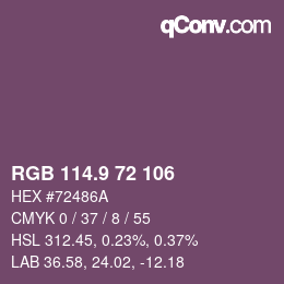 カラーコード: RGB 114.9 72 106 | qconv.com