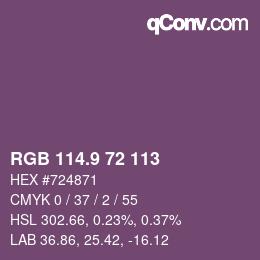 カラーコード: RGB 114.9 72 113 | qconv.com