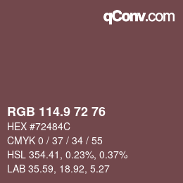 Color code: RGB 114.9 72 76 | qconv.com